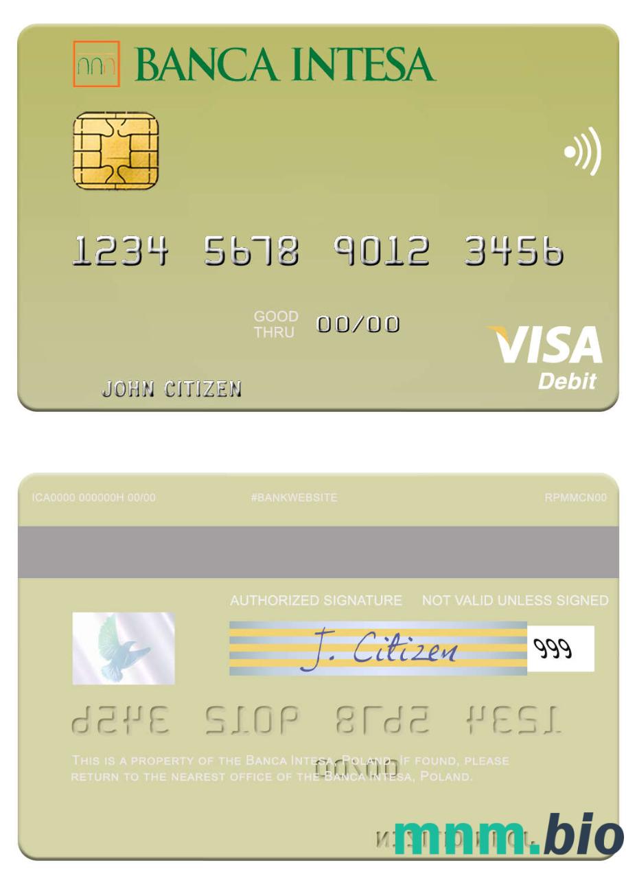 Poland Banca Intesa visa debet karta przykład w formacie PSD